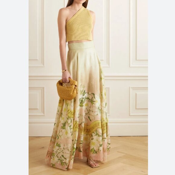 Zimmermann | Coaster Maxi Skirt Printed Linen Silk Organza Floral Size 4 (Sz 0) - Picture 2 of 16